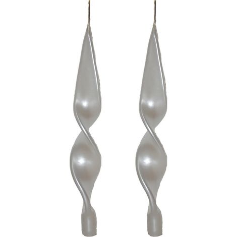Set 2 candele bianco perla a spirale fiamma per candeliere candelabro decorazioni casa tavola centrotavola di natale addobbi (1/5)