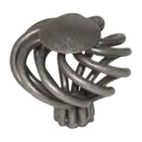 Bouton boule plat fer torsadé de diamètre 38mm vieux fer - CADAP - 00372/5S (1/2)