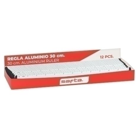 Expositor 12 piezas regla aluminio 30cm de Safta