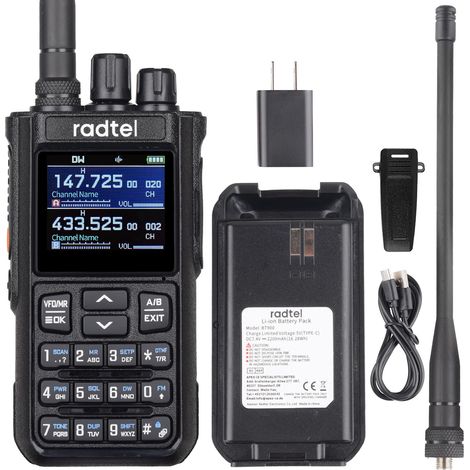 Radio Ham Multibande 8W, Talkie-Walkie à 256 Canaux VHF/UHF, Bande Aérienne, Marine & Rivière pour Activités Extérieures, Urgence, Communication Aéronautique (Version Non-Bluetooth) (1/5)