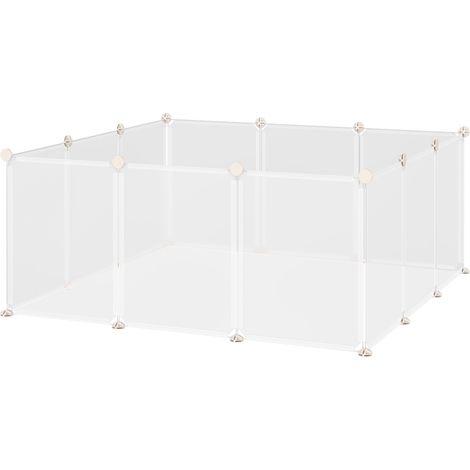 Pour Chaton Cochon d'Inde Chinchilla Parc Intérieur Modulable DIY pour Petits Animaux 12 Panneaux Métal Résine Blanc 105x105x45cm (1/5)