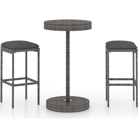 Maison Exclusive - 3-tlg. Gartenbar-Set mit Kissen Poly Rattan Gr