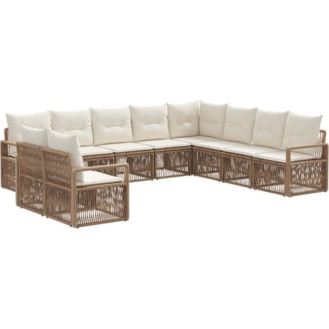 Gartensofa-set 10 pcs Beige Poly-Rattan vidaXL