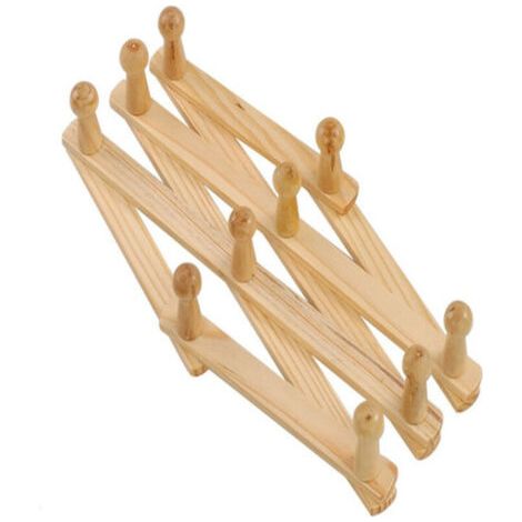 en Bois Expansible Porte Manteau, Support Mural Accordéon Bois Crochet pour Suspendu Chapeaux, Capuchons, Tasses, Manteaux, Sacs, Tasses Café, Super pour D'Entrée Couloir Salle à Manger