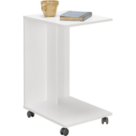 Table d'appoint en bois coloris blanc - longueur 45 x profondeur 35 x hauteur 65 cm (1/3)