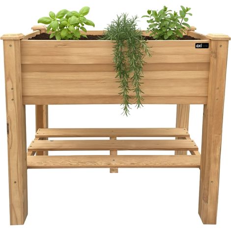 Axi Ari Table De Culture Avec Etagère De Rangement, En Bois, Marron  Potager Surélevé / Jardinière, Légumes Pour L'Extérieur / Jardin / Balcon / Terrasse / Serre  86,5 X 46 X 85 Cm