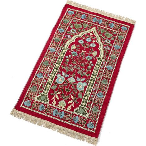 Tapis de prière musulman Eid Mubarak, tapis de prière islamique QD rouge (1/5)