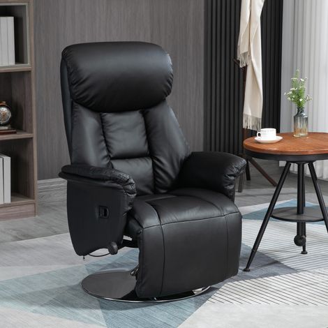 Drehbarer Relaxsessel mit verstellbarer Fußstütze, bis 150 kg belastbar, für Wohnzimmer, Schlafzimmer, Heimkino, schwarz (1/5)