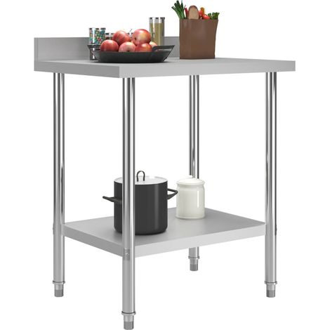 Table de travail de cuisine avec dosseret 80x60x93 cm Inox