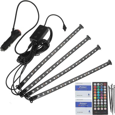 Bande lumineuse LED multicolore pour décoration intérieure de voiture, avec télécommande.-34.50X2.00X2.00CM (1/3)