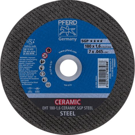 PFERD TOOLS Trennscheibe EHT 180x1,6x22,23 mm gerade CERAMIC Speziallinie SGP STEEL für Stahl 25 Stk