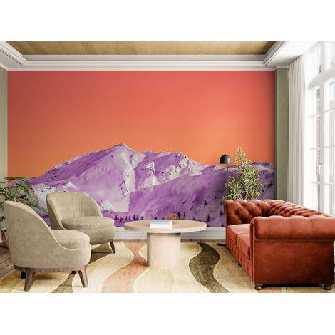 Papier peint Paysage – Montagne enneigée filtre rose pop - 150 x 250 cm (1/2)