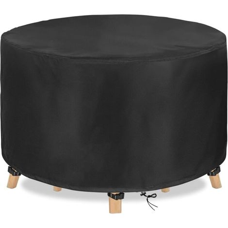 Housse de protection ronde pour table de jardin, imperméable, en tissu Oxford argenté 210D, pour meubles de jardin, 180 x 90 cm (1/5)