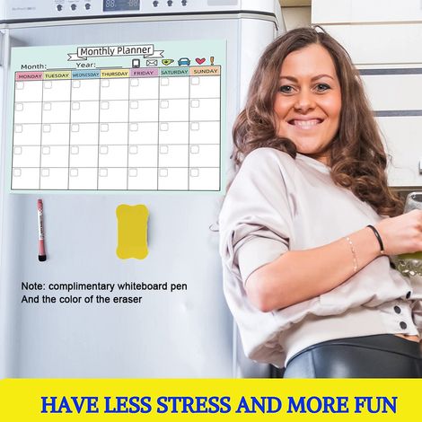 Calendrier magnétique effaçable à sec - Calendrier vertical pour réfrigérateur - Tableau blanc mensuel pour réfrigérateur (1/5)