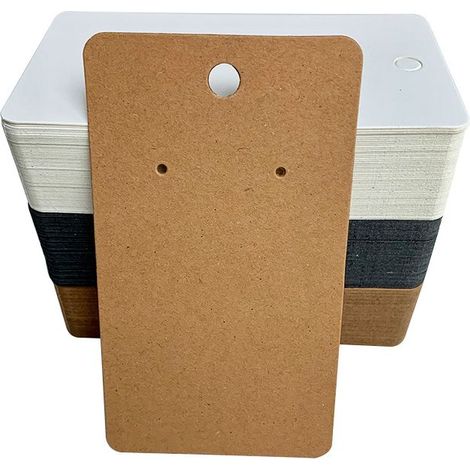 Expositores y embalajes de cartón Kraft para bisutería (paquete de 300) - 8,9 x 5 cm - Embalaje para joyería en negro, blanco y marrón - Para joyas, collares, pendientes y aretes. (1/4)