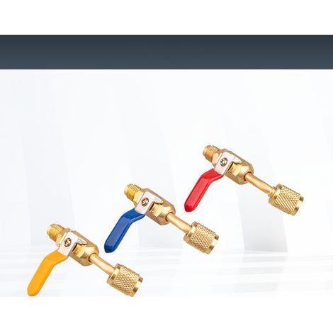 Compact angled ball valve, shut-off ball valve adapter, suitable for air conditioning and HVAC refrigerants. (1/5)