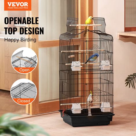 Cage Oiseau 45,7 x 35,5 x 92,5 cm, Grande Cage Oiseaux en Métal Suspendue Portable avec Dessus Ouvert, Balançoire, Perchoir, pour O… (1/5)