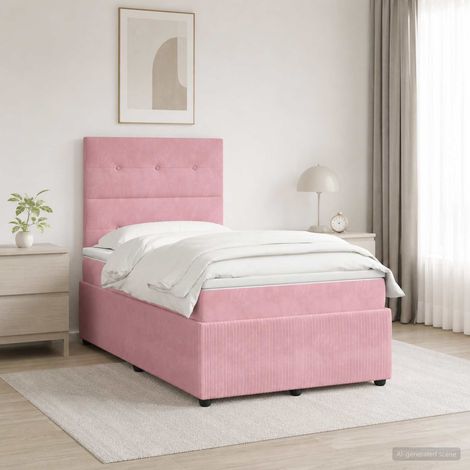 Lit boxspring LED avec matelas Rose 120 x 190 cm Velours (1/5)