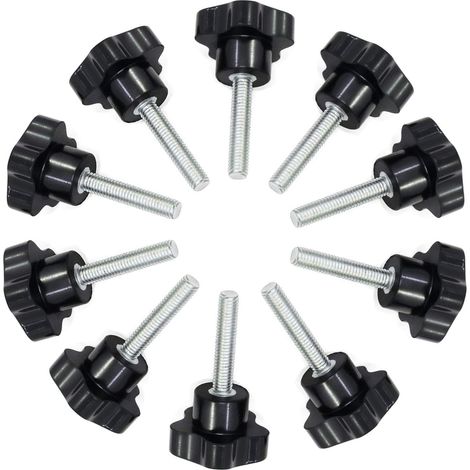 10 vis à oreilles en plastique M6 x 40 mm, vis de rechange à tête en caoutchouc et poignée en forme d'étoile pour équipement industriel