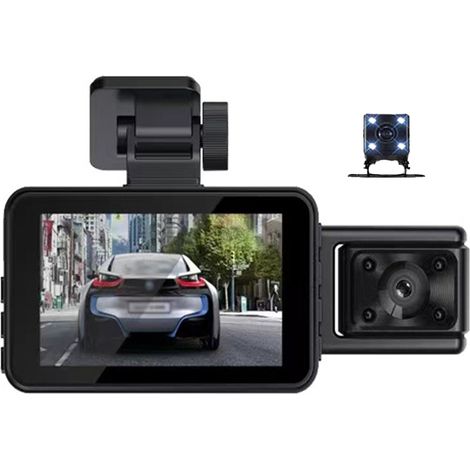 Cámara de salpicadero de 3 cámaras con monitorización de aparcamiento, espejo retrovisor interior nítido, grabación de vídeo gran angular, conexión Wi-Fi y tacógrafo para una seguridad óptima. (1/5)