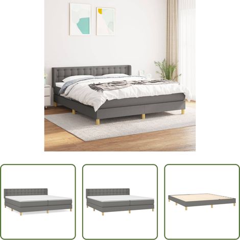 Matratze - Boxspringbett mit Matratze Dunkelgrau 180x200 cm Stoff (1/5)