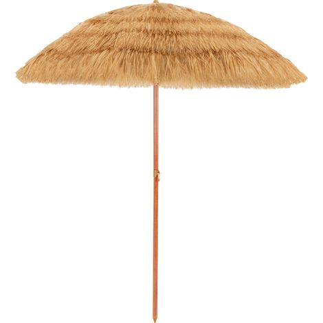 COSTWAY Sombrilla de Playa de 200 cm de Apariencia de Paja Parasol para Jardín Mercado Patio Sombrilla Inclinable Sin Base (1/5)