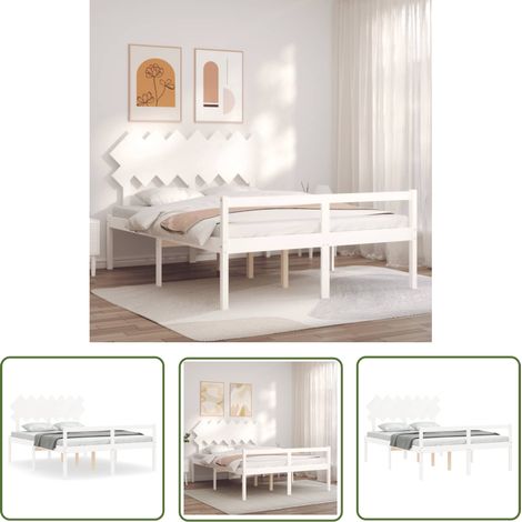 Seniorenbett mit Kopfteil 140x200 cm Weiß Massivholz vidaXL (1/5)