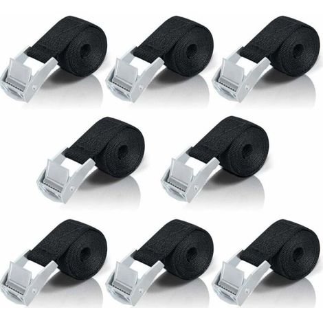 NALOOKAMIC Sangles d'arrimage 1M, 8 pièces sangles à cliquet avec attaches en alliage de zinc pour fixer moto/voiture/porte-vélo/bagages/téléphone portable fermeture éclair tendeur de plaque de carte (1/4)