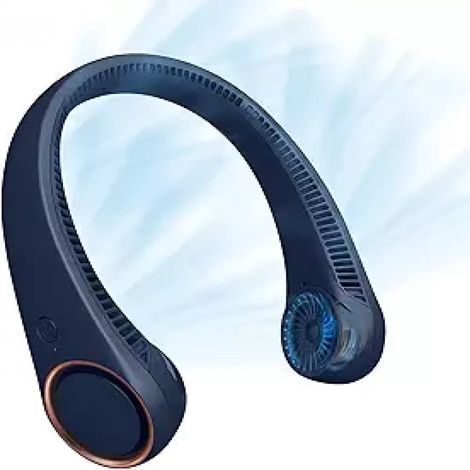 Nackenventilator: Tragbarer, persönlicher Nackenventilator ohne Rotorblätter – Freihändig, 3 Geschwindigkeitsstufen, 4000-mAh-Akku, USB-Betrieb, tragbares Kopfhörer-Design – Geschenk für Männer und Fr (1/5)