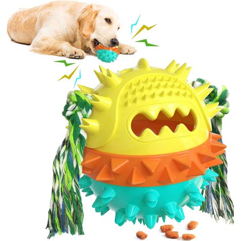 Jouet pour chiens, jouet à mâcher indestructible pour chiens, jouet interactif pour chiens, grince-balle pour grands chiens, chiens de taille moyenne et chiots (1/2)
