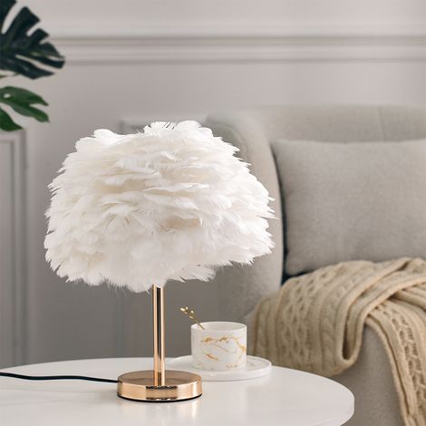 White 38cm Chic Feather Table Lamp (1/5)