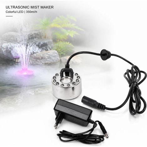 Nebulizzatore - Lega di zinco - 12 LED - Atomizzatore nebulizzatore per fontane, laghetti e vasche per uccelli con cambio colore (1/5)