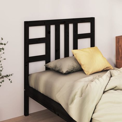 Bed Headboard Black Solid Pine Wood Medium Decorative Inlays vidaXL (1/5)