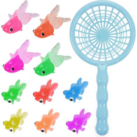 1 ensemble de faux poissons réalistes, poissons rouges artificiels, filet de pêche pour enfants-16.5x8cm