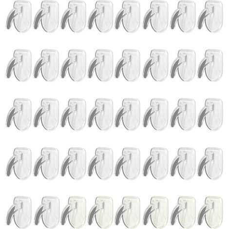Lot de 40 crochets autocollants en plastique Mini crochets muraux transparents amovibles sans dommages pour salle de bain, cuisine, porte, fenêtre, crochet solide pour serviette de salle (1/5)