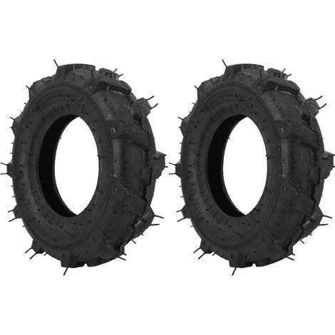 Ensemble de 2 Pneus 4.00-8 sans Chambre à Air, Pneus de Tracteur sans Chambre à Air en Caoutchouc, Pneu de Tondeuse à Gazon 4PR, Motoculteur, Souffleuse à Neige avec Pneus à (1/5)