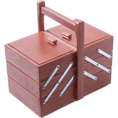 Portacucito in faggio noce, 29x17x18/28 cm