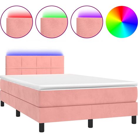 Maison Exclusive - Letto a Molle con Materasso e LED Rosa 120x200 cm in Velluto (1/5)
