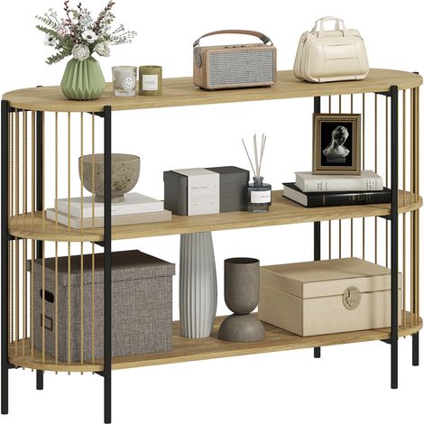 Console en corde de papier tressée à la main, structure en acier, style bohème, 124 x 43,5 x 80 cm, naturel (1/5)