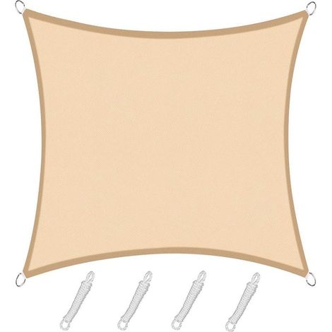 Voile d'ombrage Rectangulaire Carré 3x3m Color Sable,Toile Imperméable Une Protection des Rayons UV à 95%, pour en Plein air, Jardin & terrasse, Piscine (1/5)