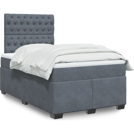 Boxspringbett mit Matratze Dunkelgrau 120x200 cm Samt (1/5)
