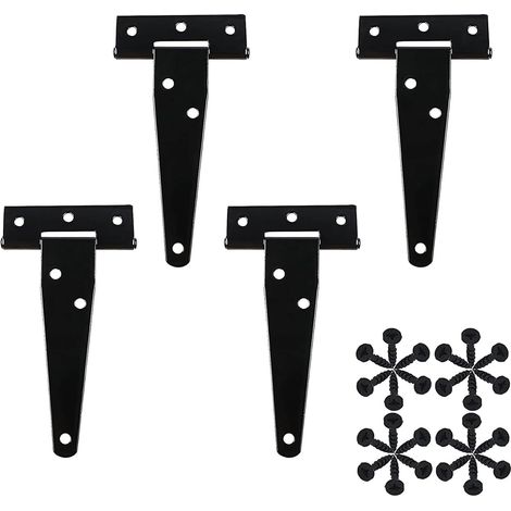 Stück robuste T-Scharniere, schwarz, mit Schrauben für Schuppentüren, Holzzäune, Gartentore und Fenster (3 Zoll)