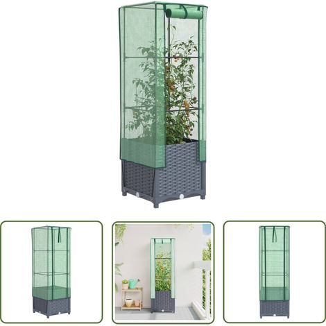 vidaXL Jardinière surélevée avec housse aspect rotin 40x40x139 cm (1/5)