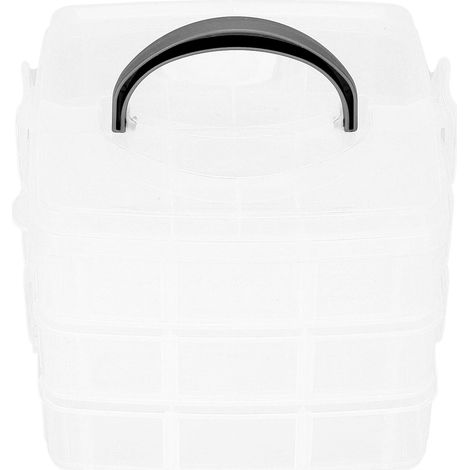 Boîte de Rangement Démontable 3 Étagères Transparente pour Outils et Jouets avec 18 Cases (1/5)