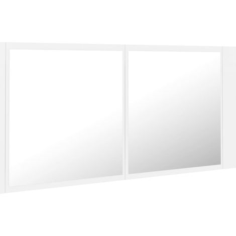 Mobiletto da bagno con specchio LED 100 x 12 x 45 cm acrilico bianco 020006648