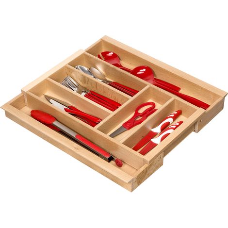 ORGA-BOX III Buche Besteckeinsatz ausziehbar 40 - 60 cm 5 - 7 Fächer für Nobilia ab 2013 (1/5)