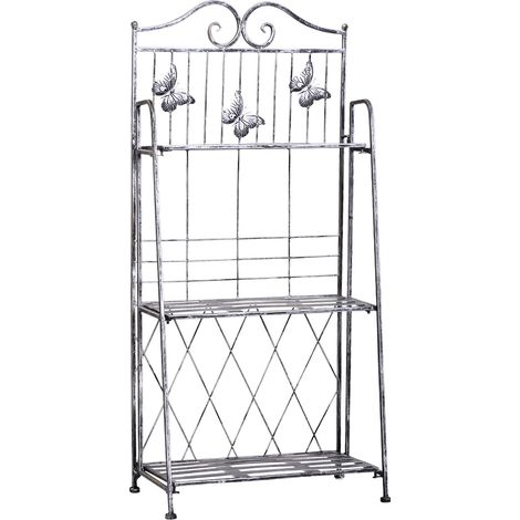 easycomfort fioriera a scaffale a 3 ripiani da giardino balcone interno, grigio argento, 44 x 25 x96 cm (1/5)