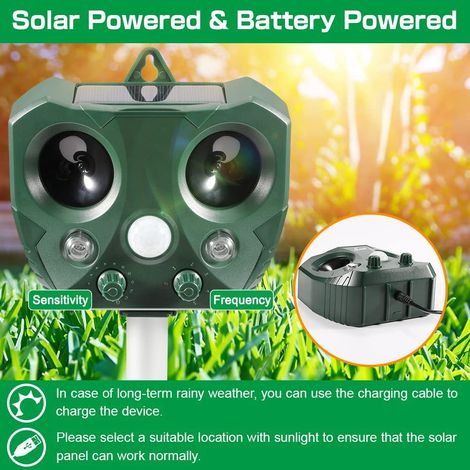 Solarbetriebenes Ultraschall-Nagerabwehrgerät für den Außenbereich – Vogel- und Nagerabwehrgerät mit Infrarotsensor und Blinklicht-lsw (1/3)