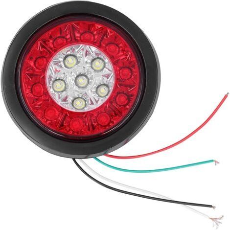 12-24V Rückleuchten, 16 LEDs, runde, rot-weiße Rückleuchten mit blinkender, heller Leuchte für LKW, Anhänger und Wohnmobile (1/5)