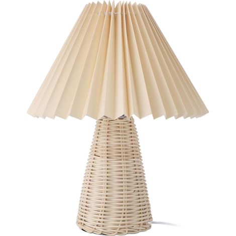 Lampe de Table Plissée, Abat-jour Beige élégant, éclairage Chevet (1/5)